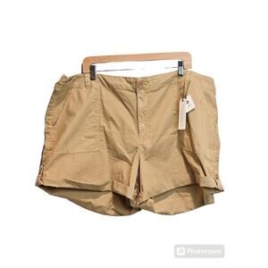 Sanctuary Switchback Cuffed Shorts Khaki Women's 20W Plus Button & Zip Front